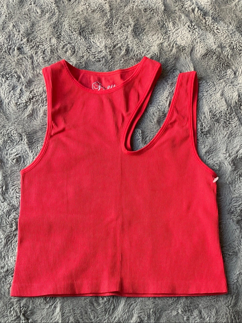 Redish Hot Pink Asymmetric Ribbed Crop Top - Unbranded